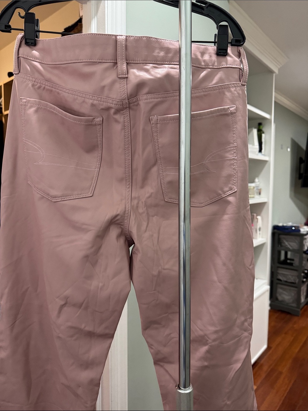High-Rise Rose Pink Stretch faux leather for Women